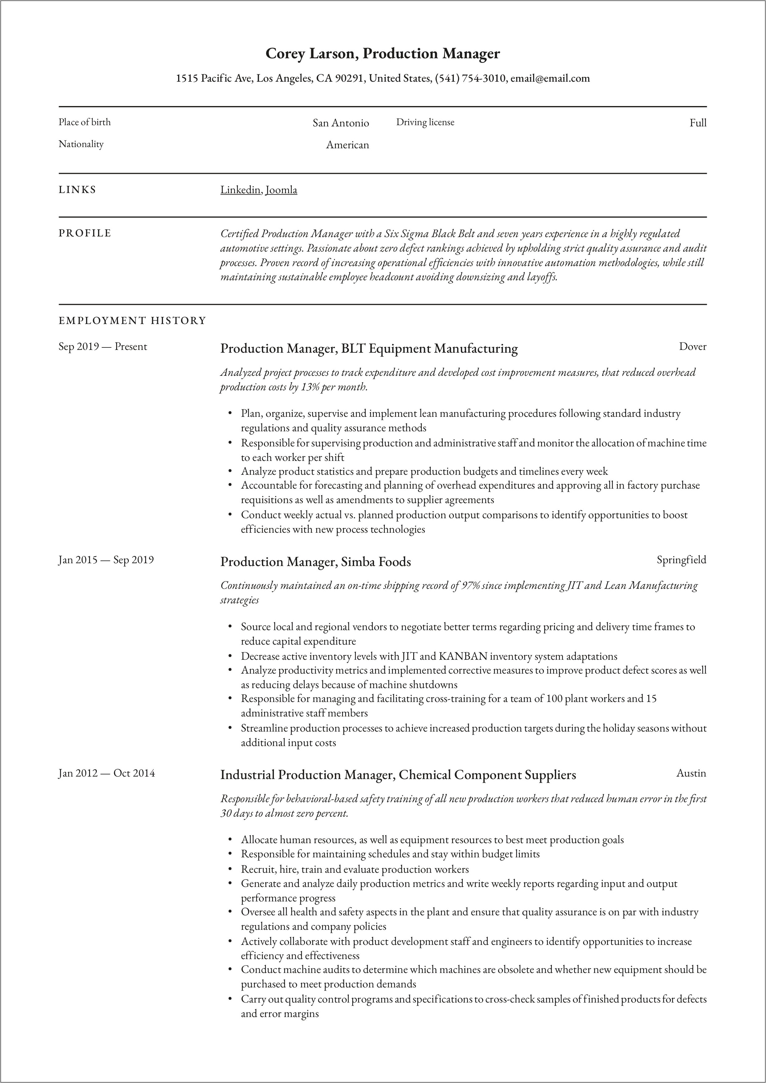 Product Manager Resume Key Words