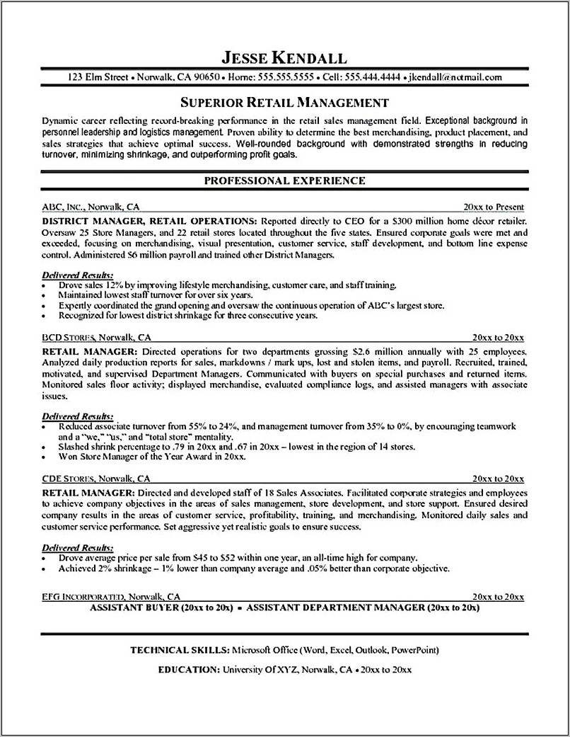 Production Floor Operations Manager Resume