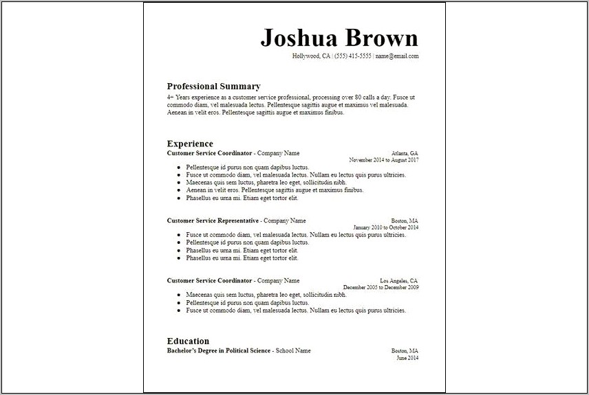 Profesisonal Writing Resume For Free