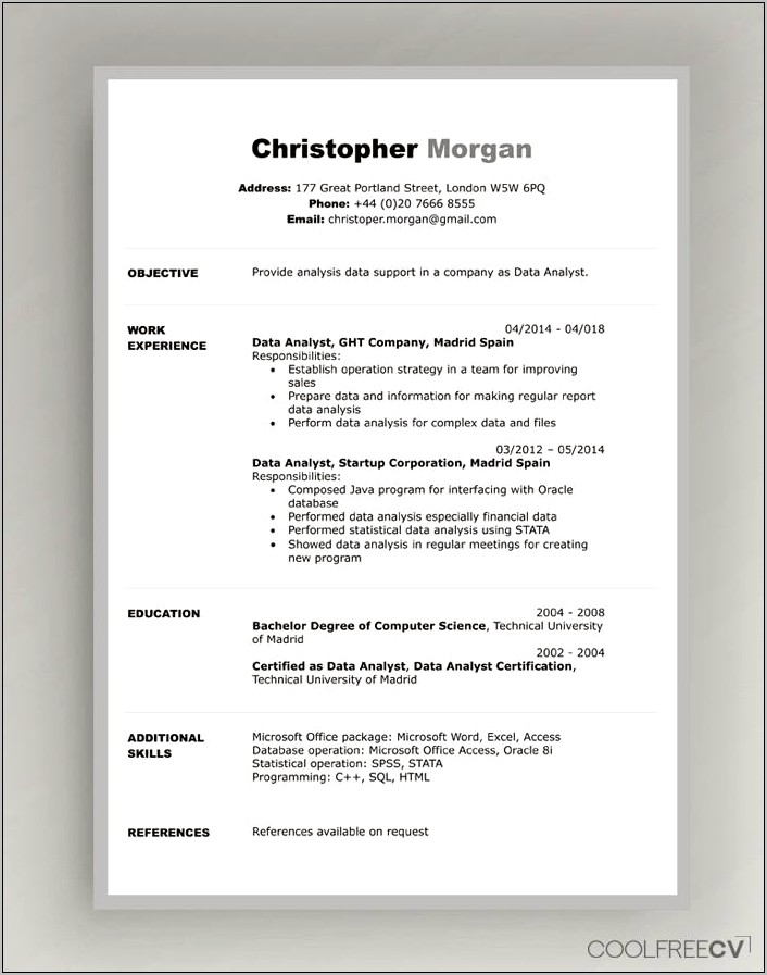 Professional Cv Template Free Download Pdf