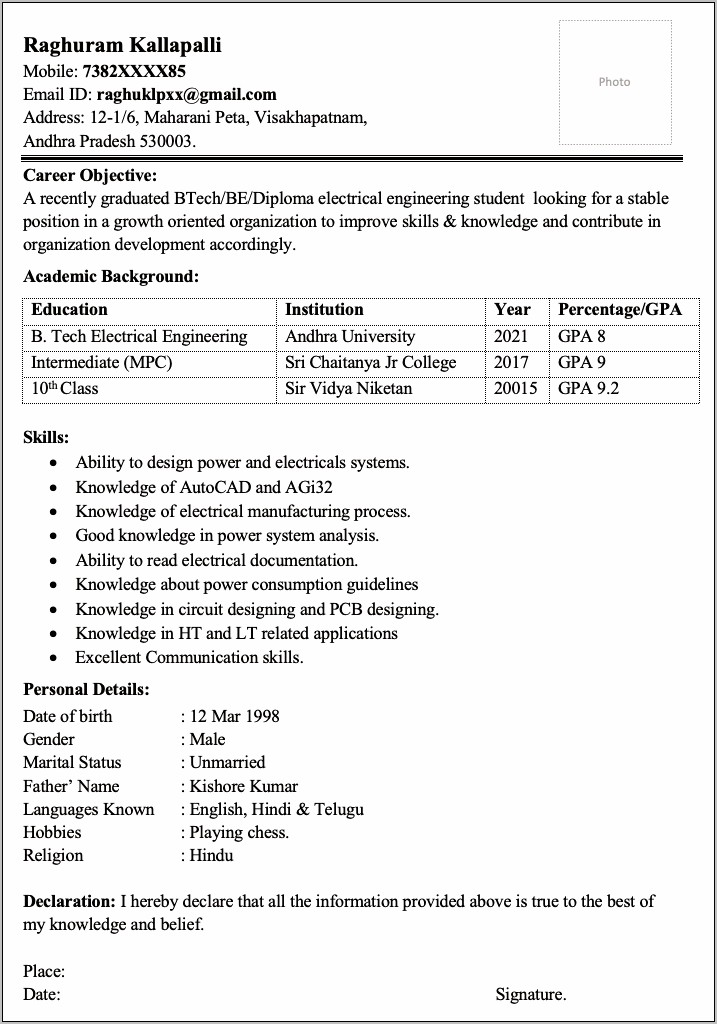 Professional Electrical Engineer Resume Examples