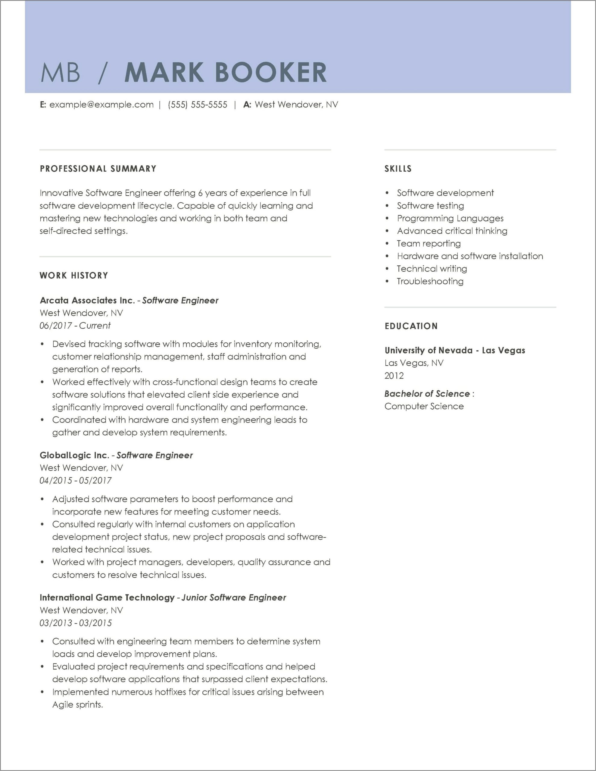 Professional Job Title On Resume