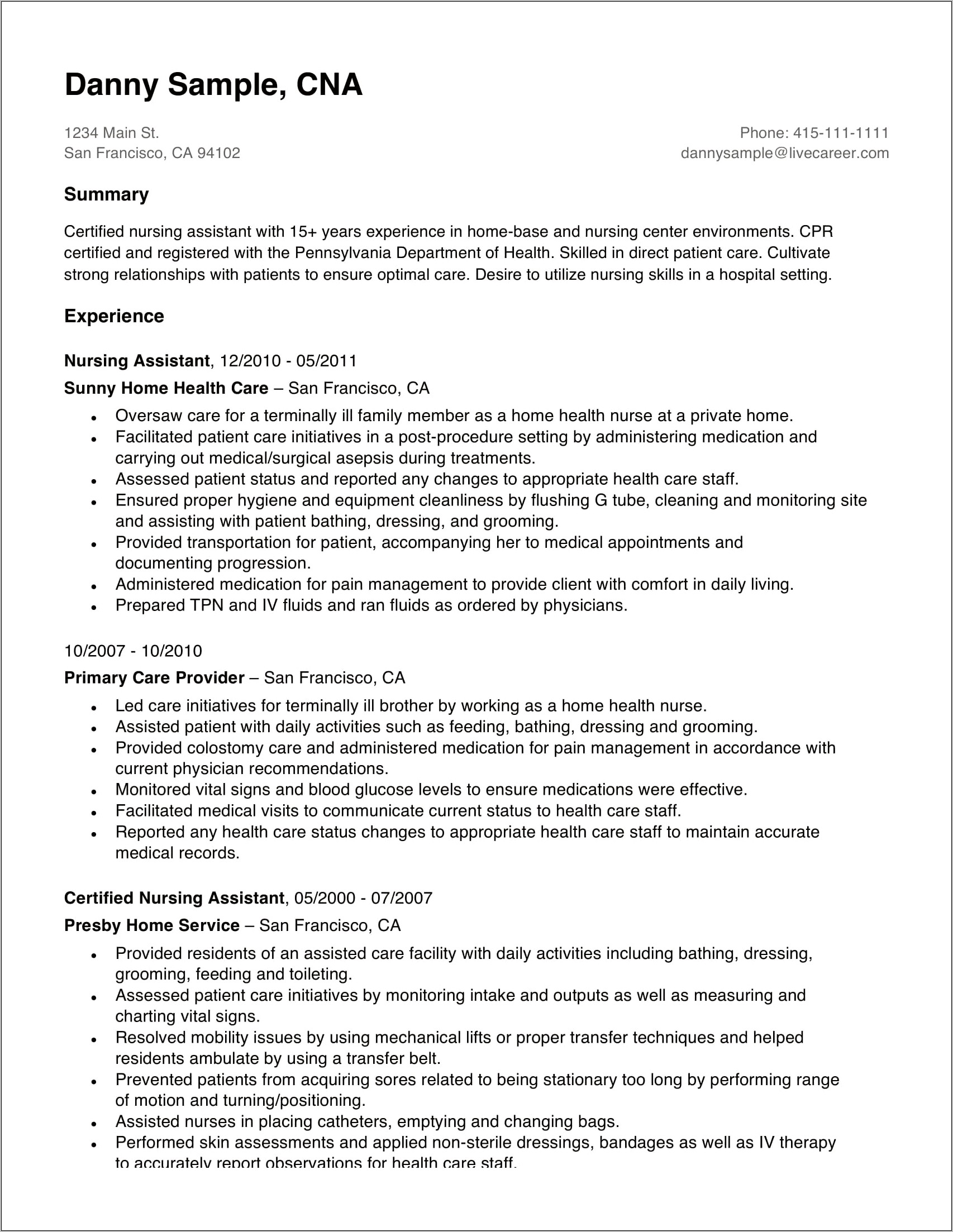 Professional Summary Resume Sample Pdf