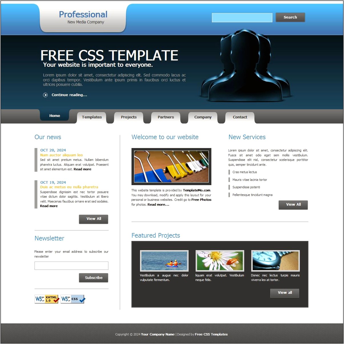 Professional Web Page Templates Free Download