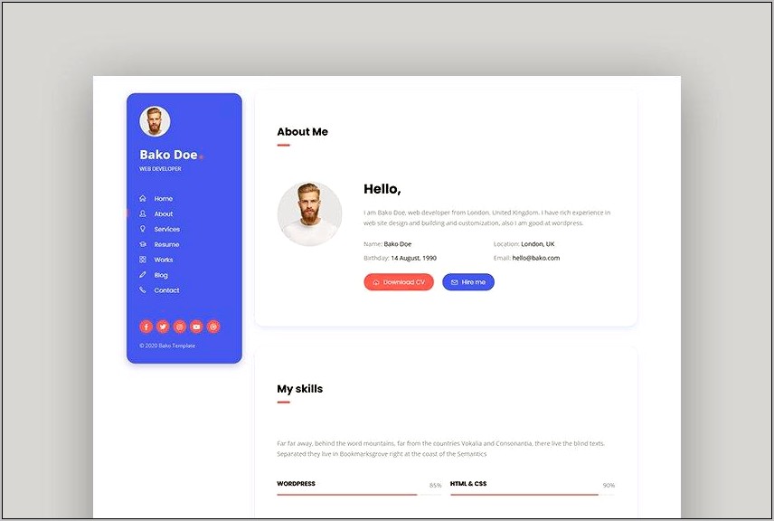 Profile Html Css Template Free Download