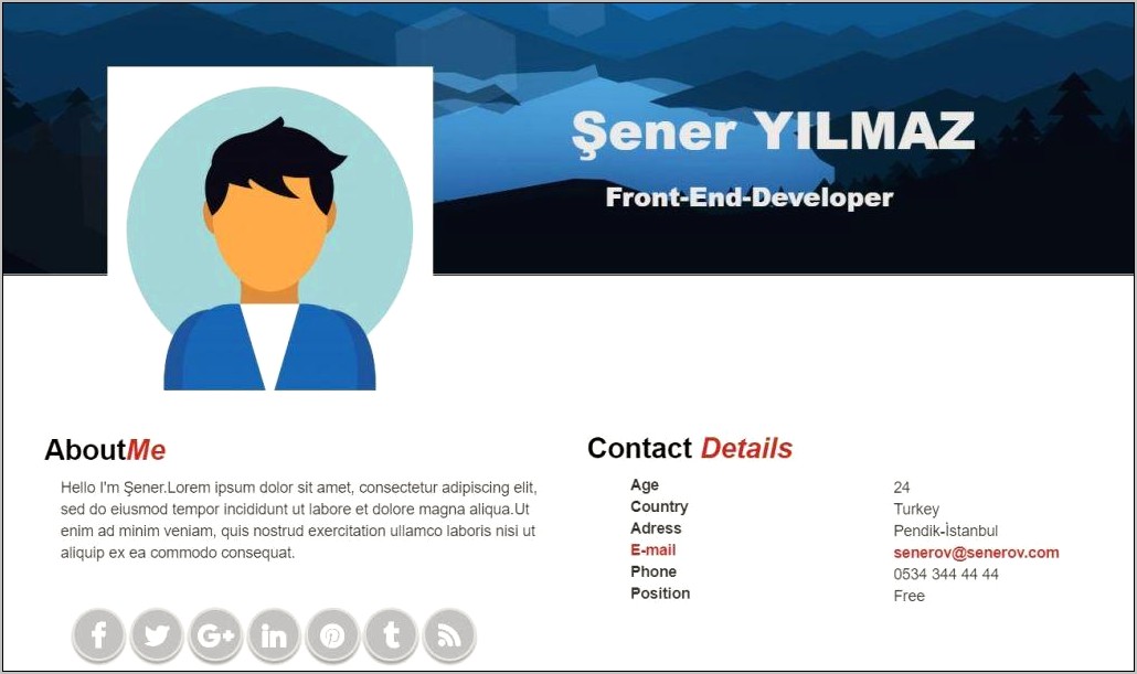 Profile Page Template Bootstrap Free Download