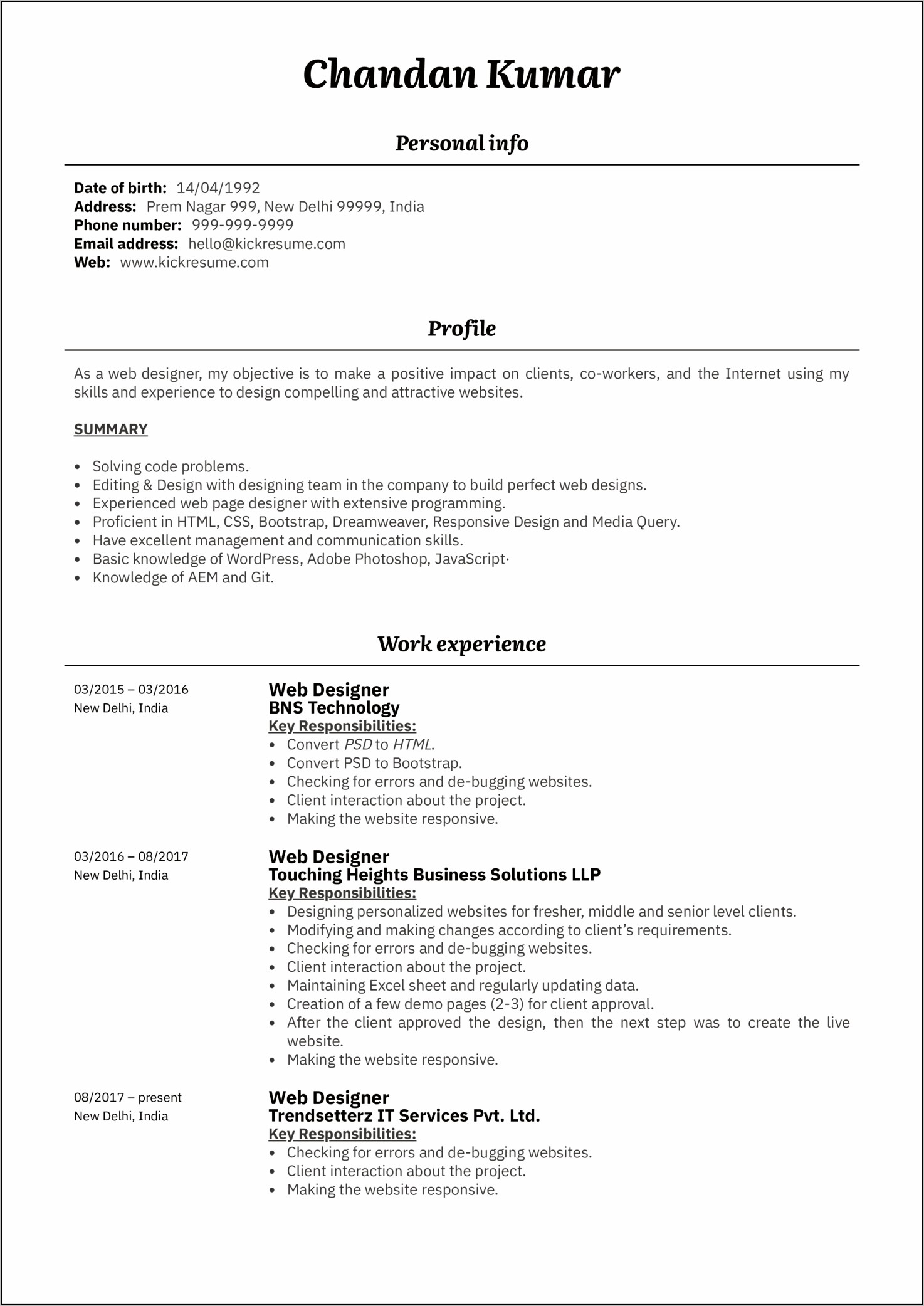 Profile Statements For Resume Examples