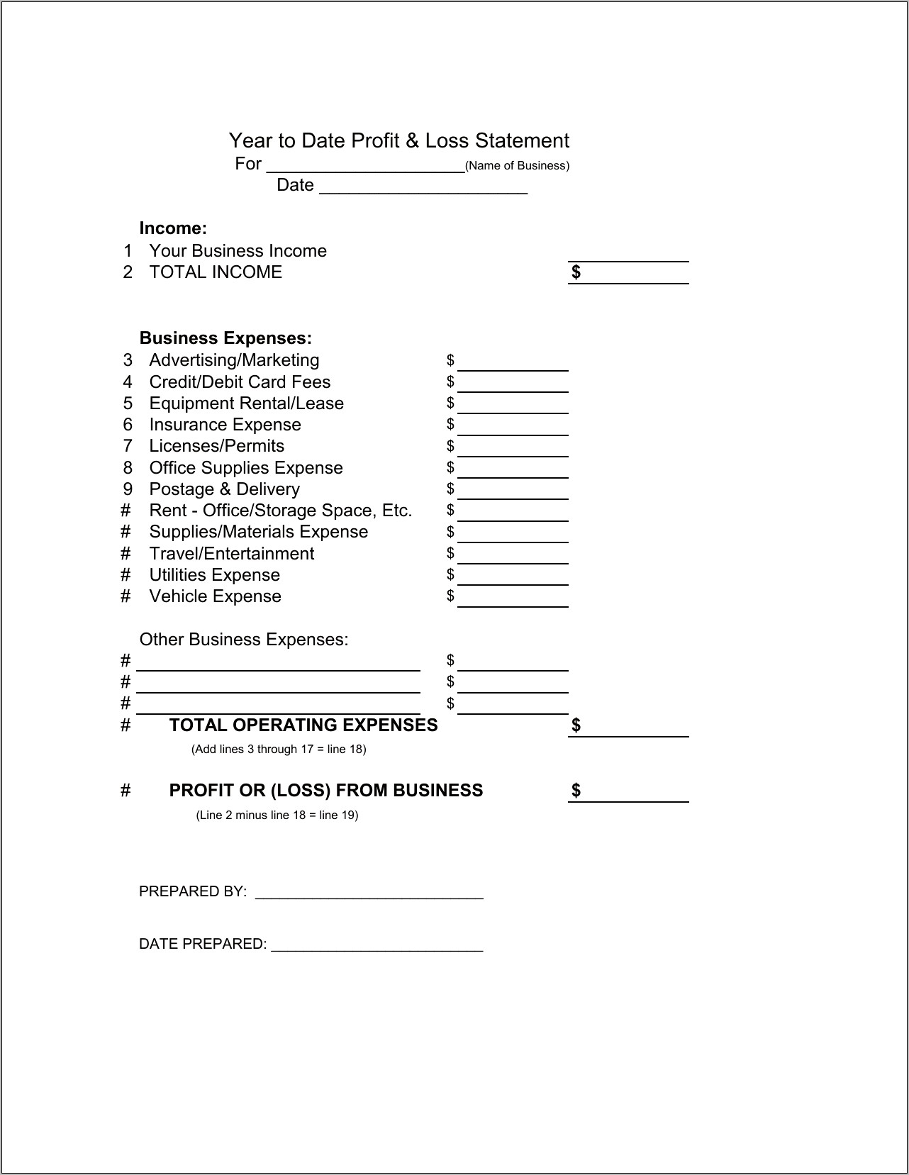 Profit And Loss Balance Sheet Template Free