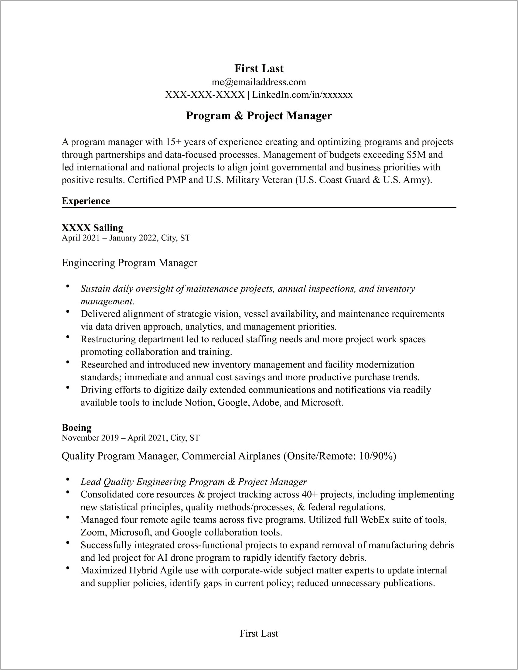 Program Manager Resume Samples 2019