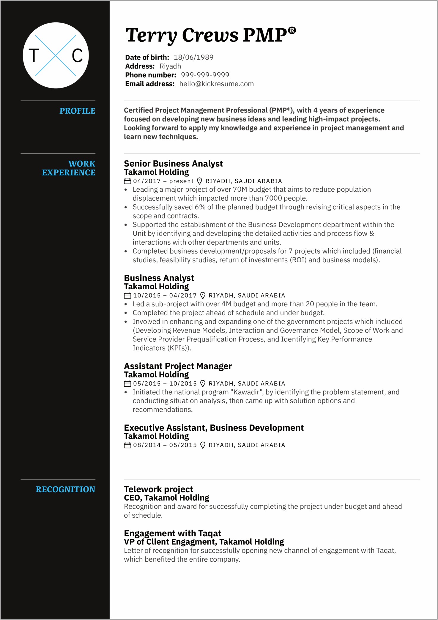 Project Amagement For Job Resume