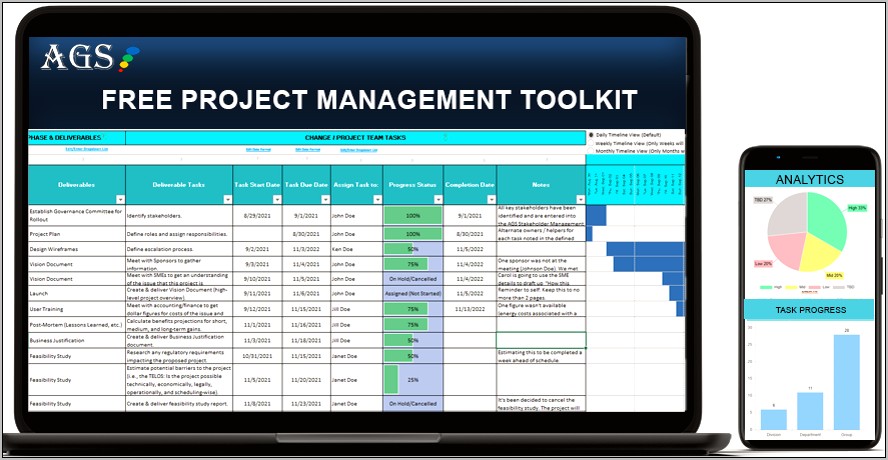 Project Management Dashboard Template Excel Free Download