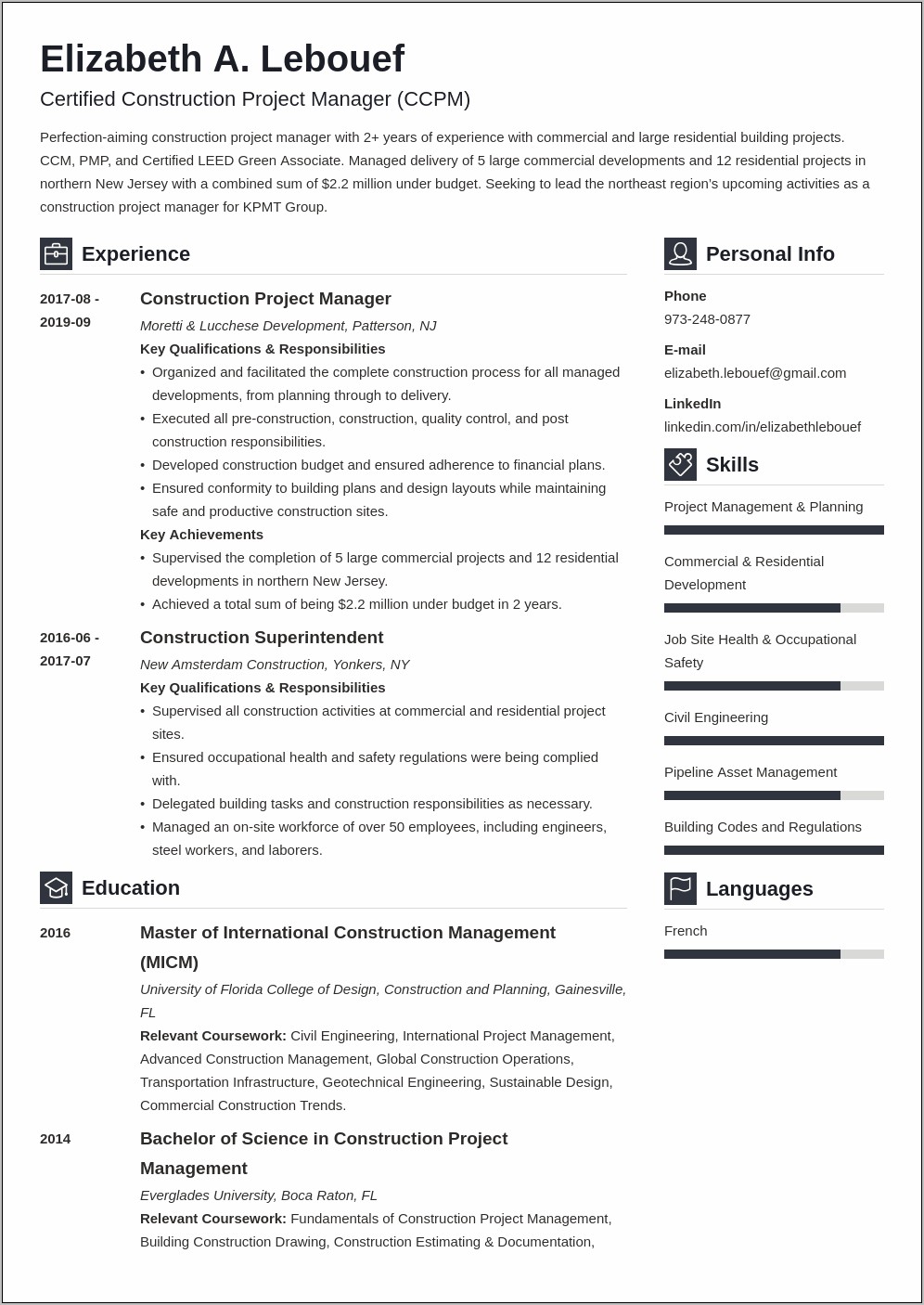 Project Manager Resume Samples 2019