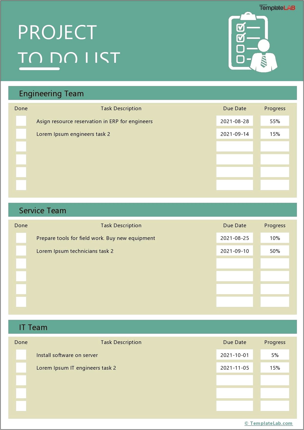 Project Task List Template Excel Download