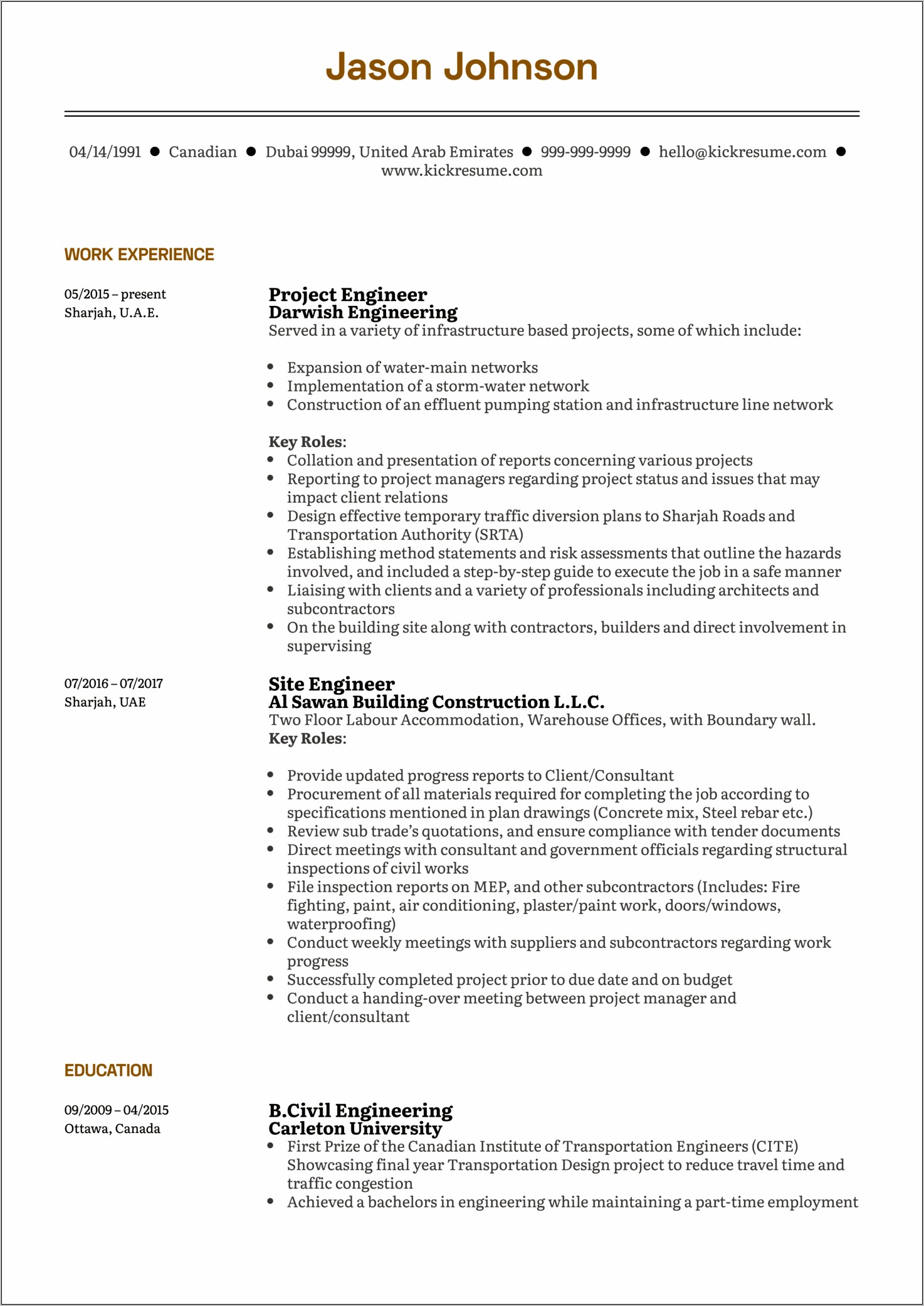 Projects Section On Resume Example