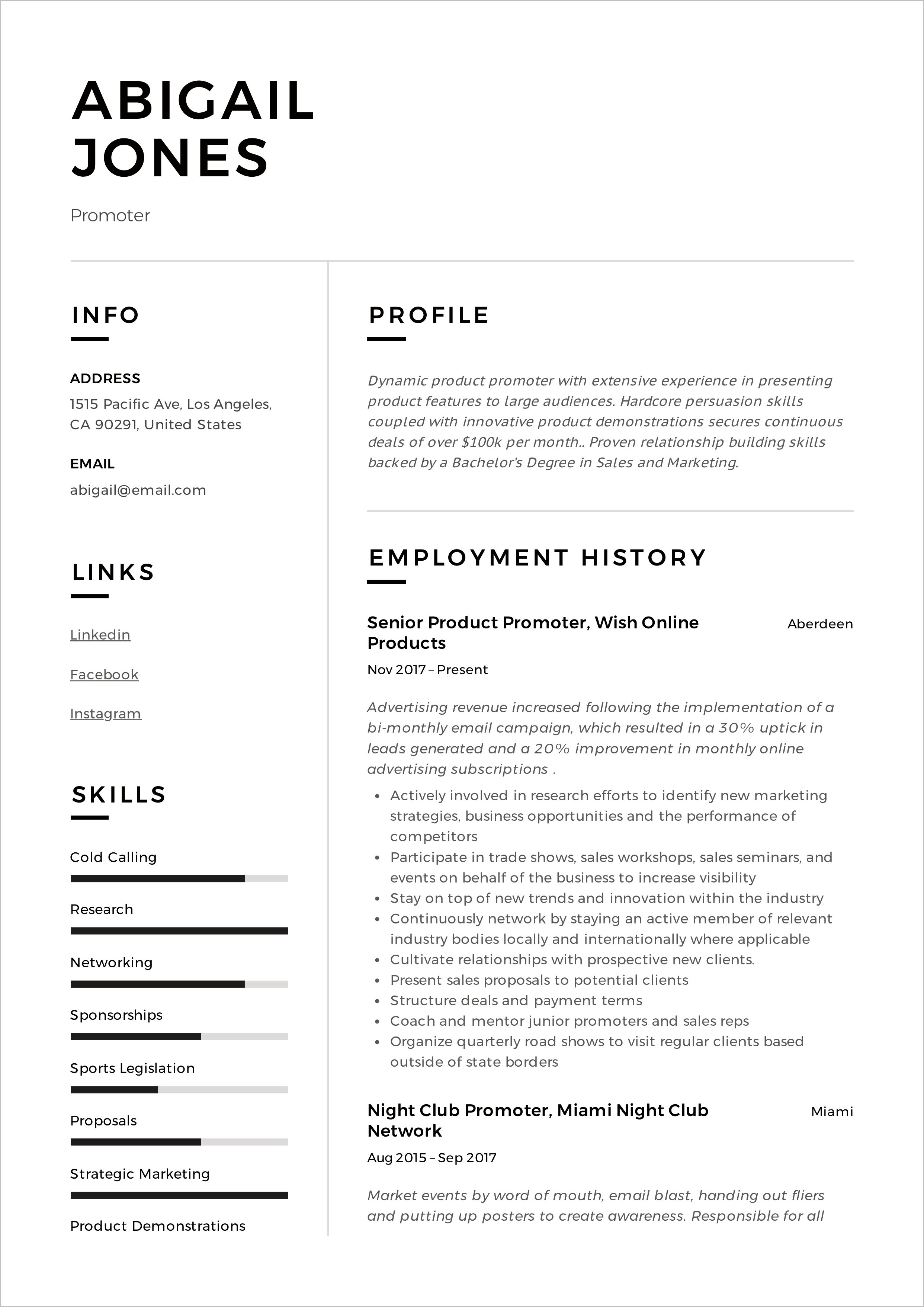 Promodiser Job Description For Resume