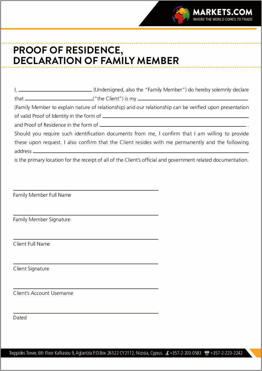 Proof Of Residency Letter Template Download