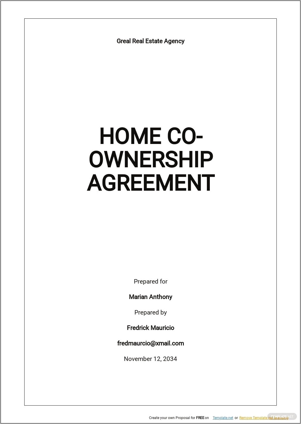 Property Co Ownership Agreement Template Free Australia