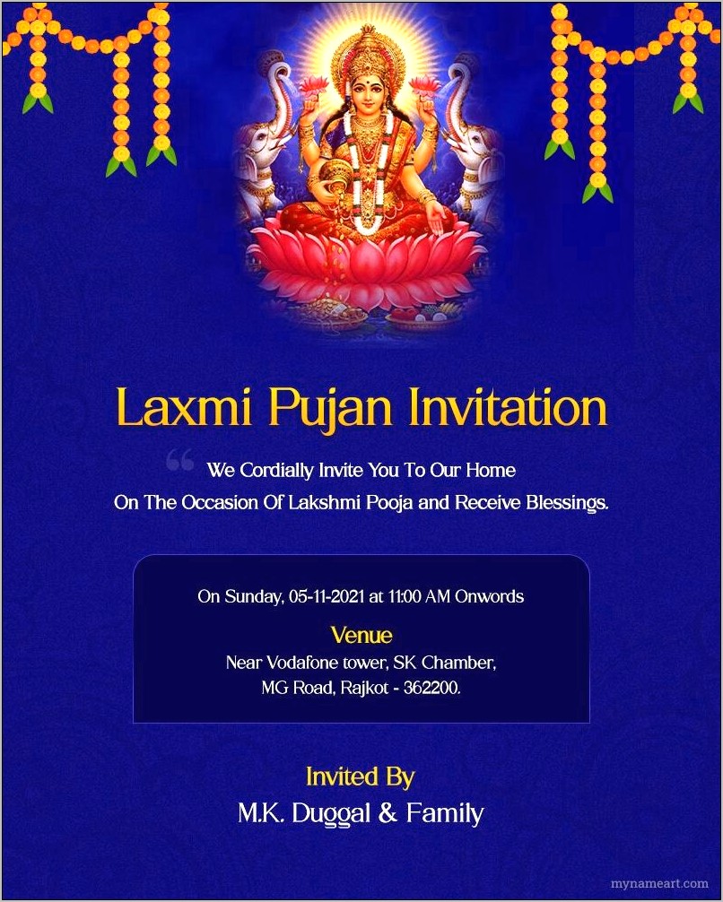 Puja Invitation Card Design Template Online Free