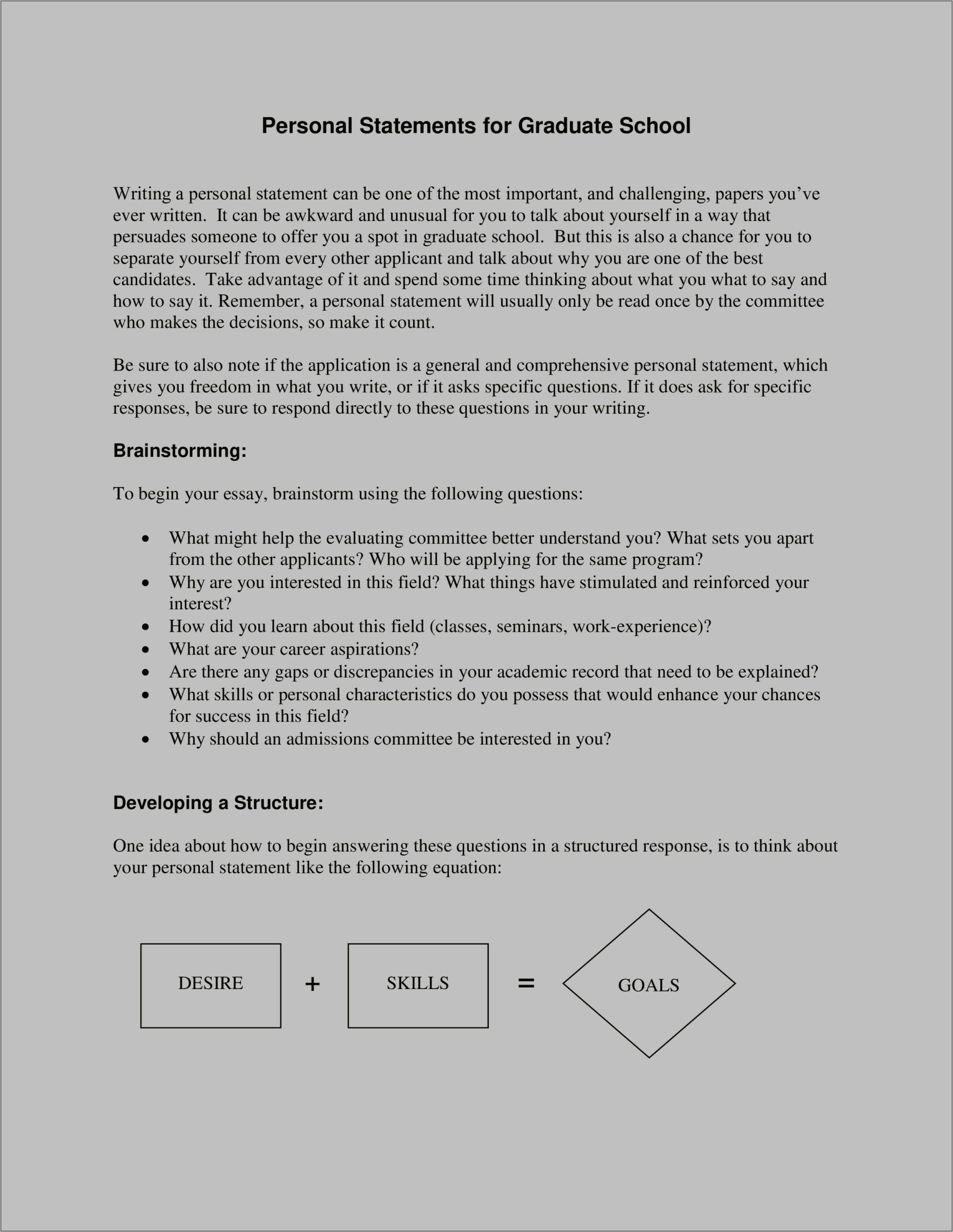 Purpose Statement For Grad School Business Template Free