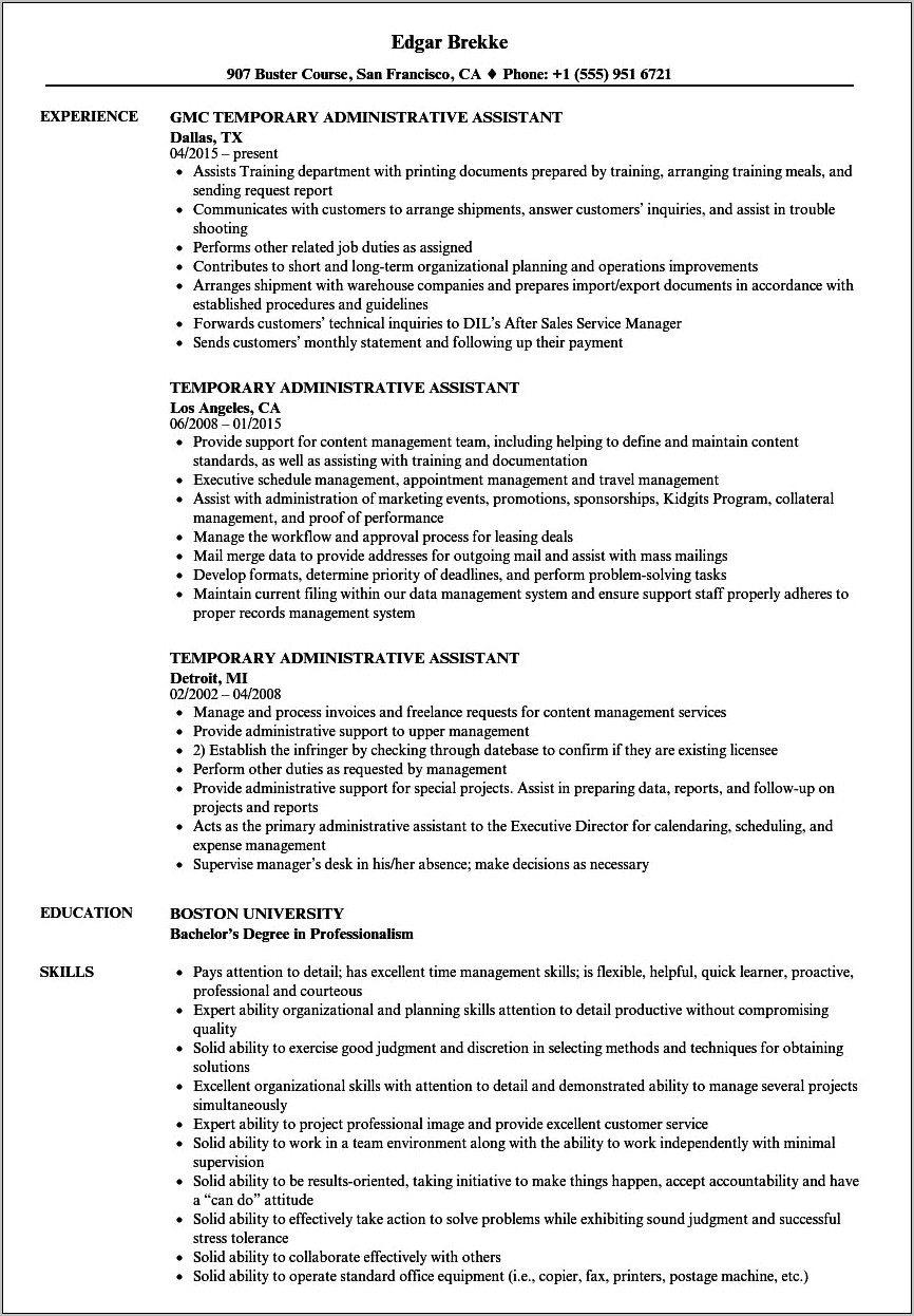 Putting Temp Job On Resume