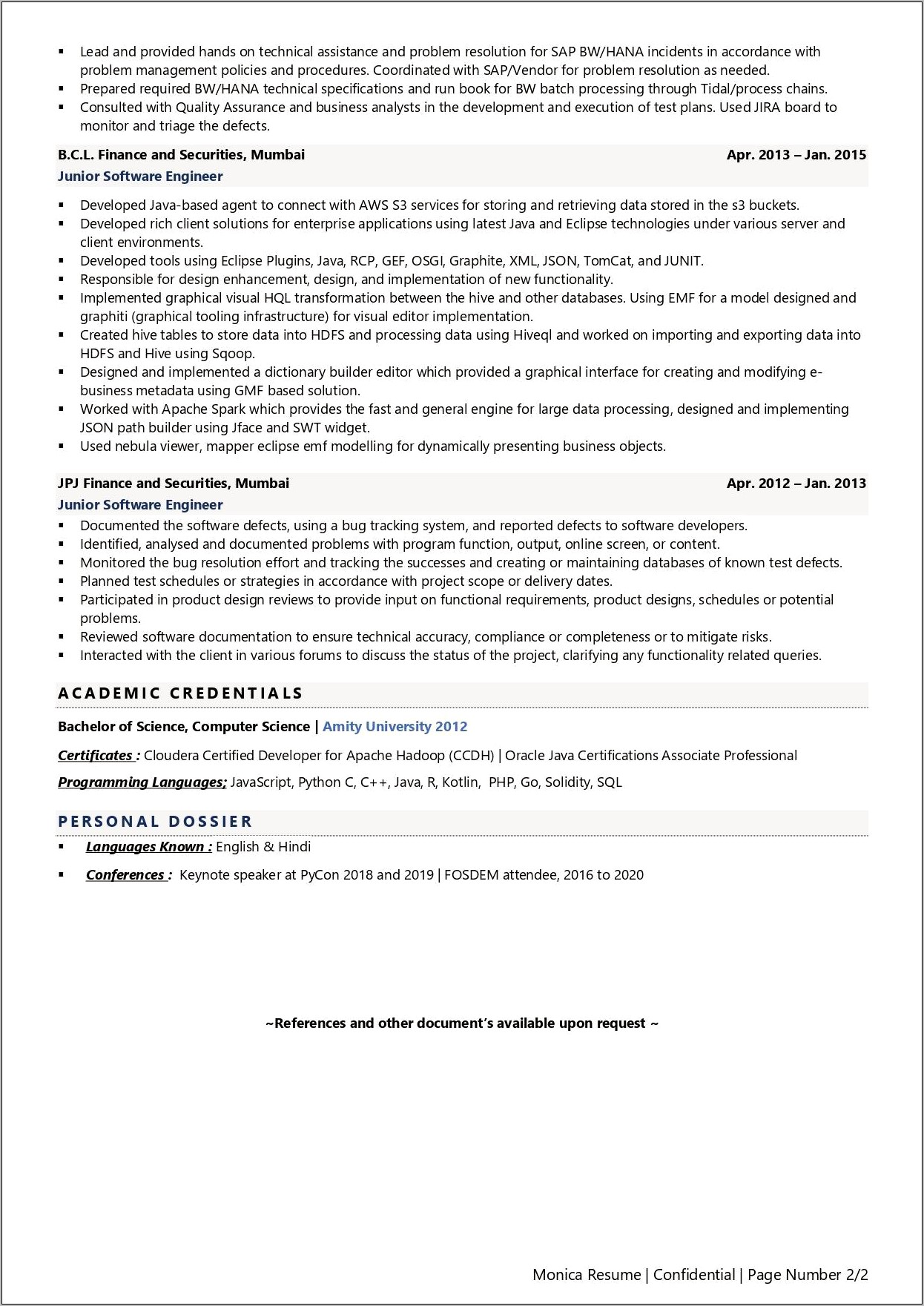 Qa Junior Automation Resume Samples