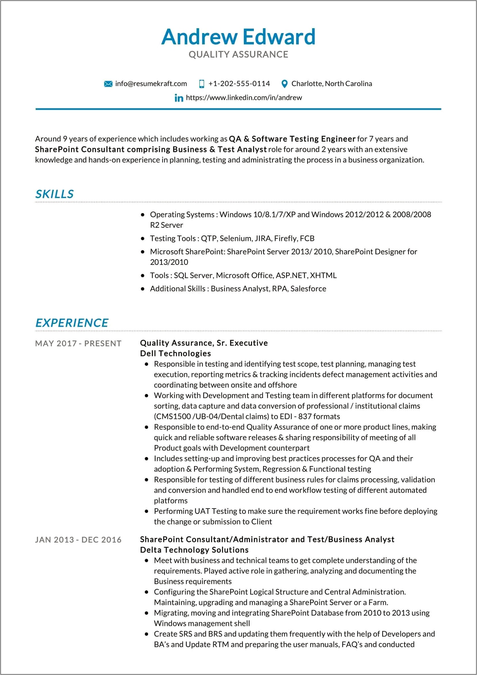 Quality Analyst Resume Objective Examples