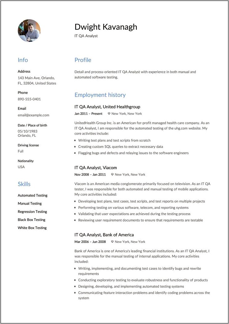 Quality Assurance Analyst Resume Examples