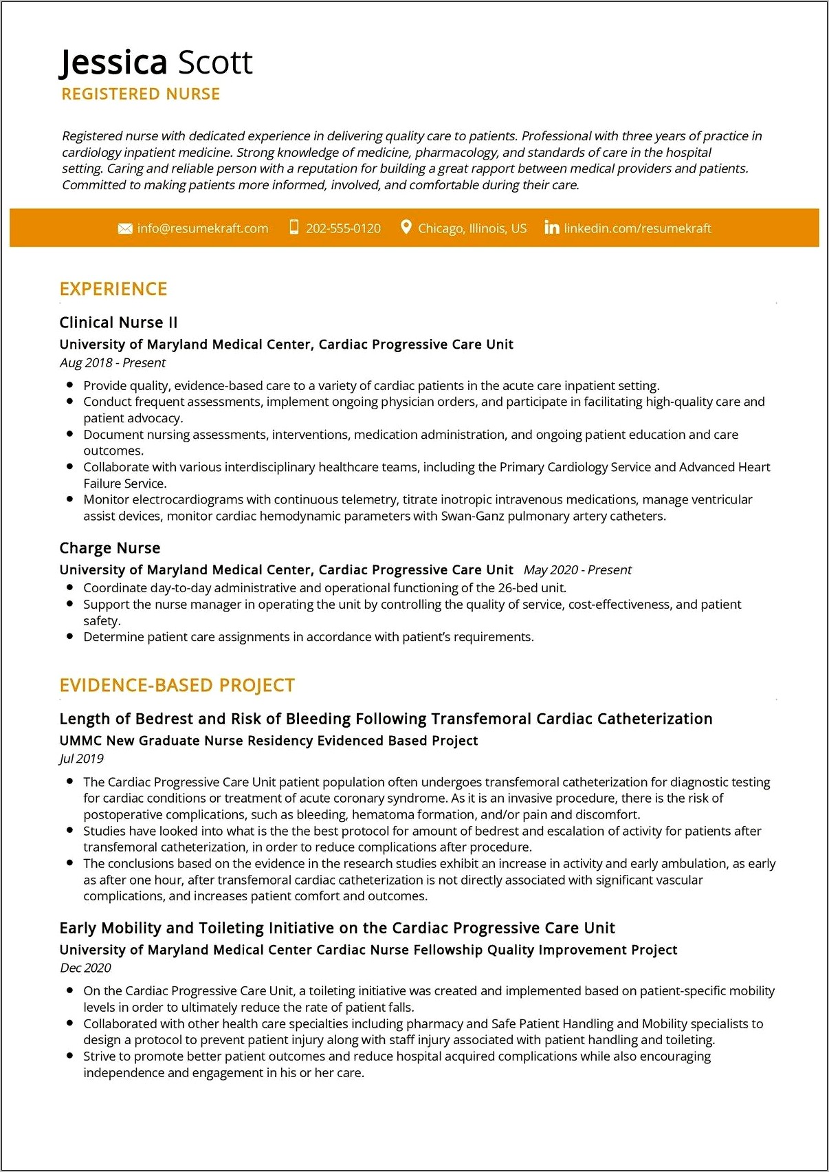 Quality Improvement Nurse Resume Sample