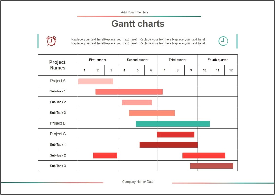 Quarterly Gantt Chart With Percent Complete Template Free