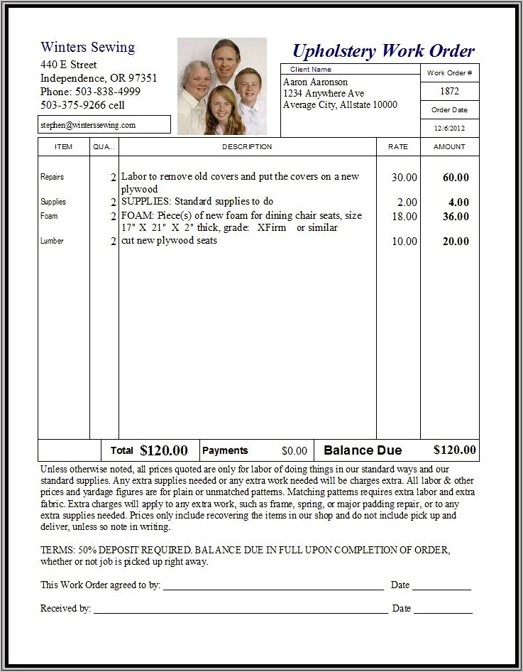 Quickbooks Download An Excel Template For Work Order