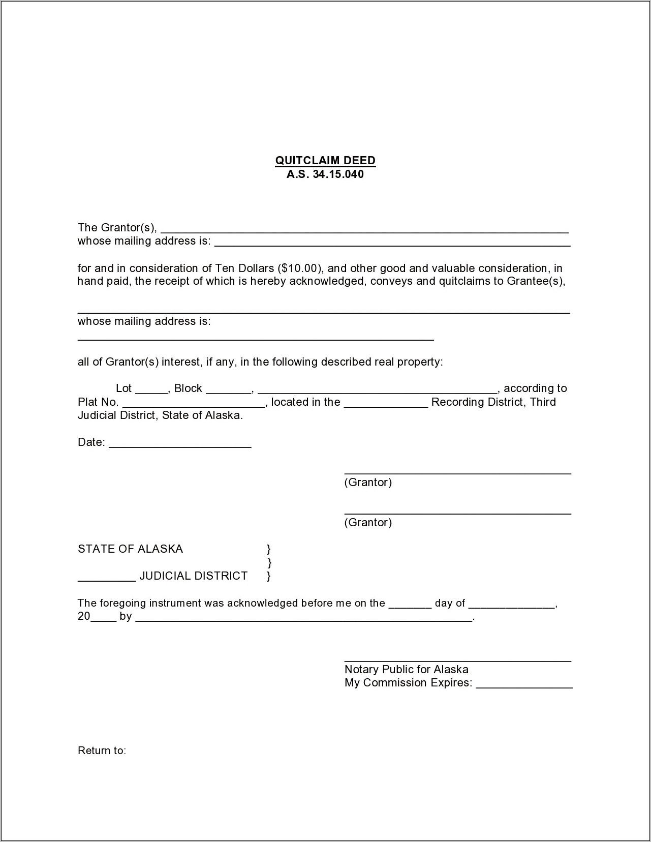 Quit Claim Deed Template Free Download Texas