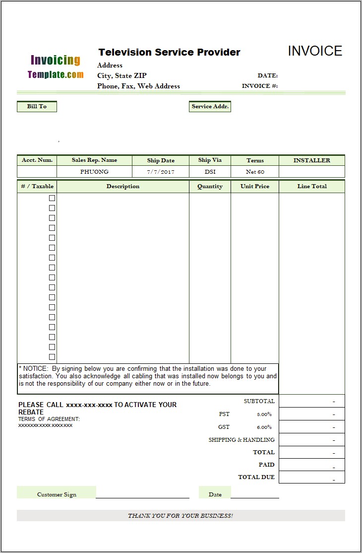 Quotes Templates For Tree Trimming Excel Free