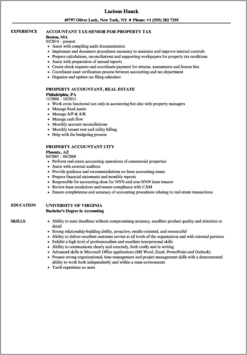 Real Estate Accounting Manager Resume