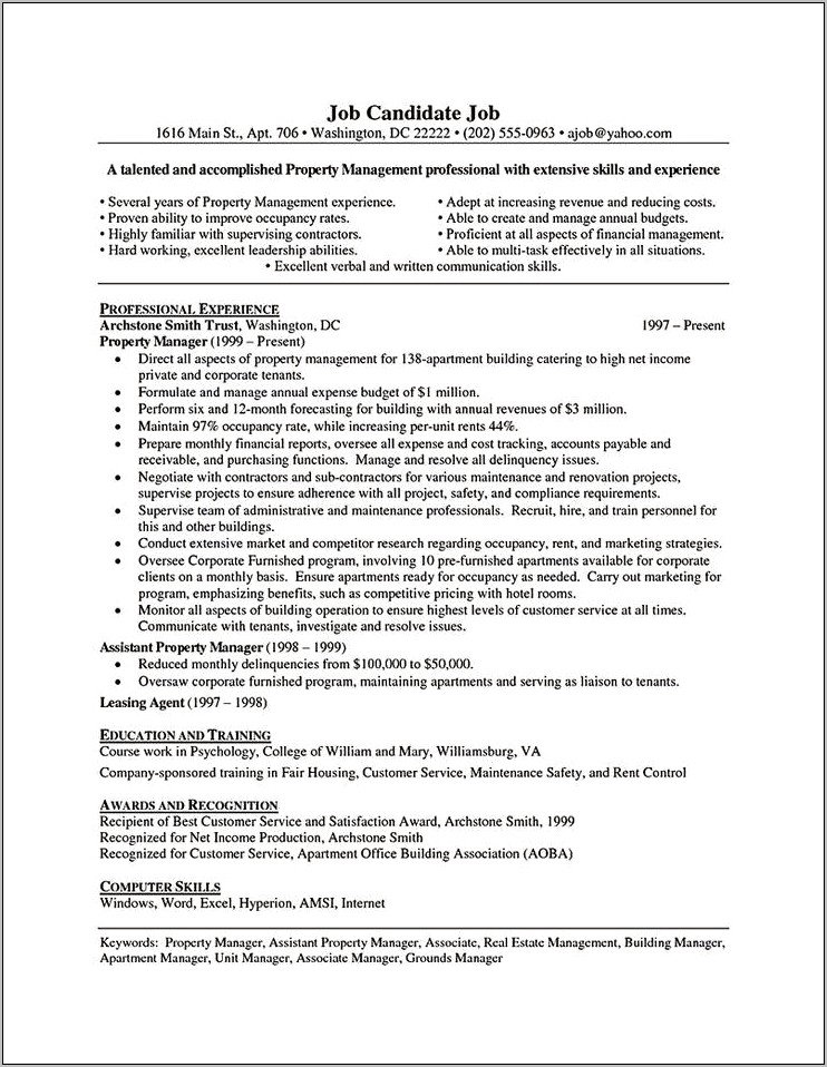 Real Estate Manager Resume Samples