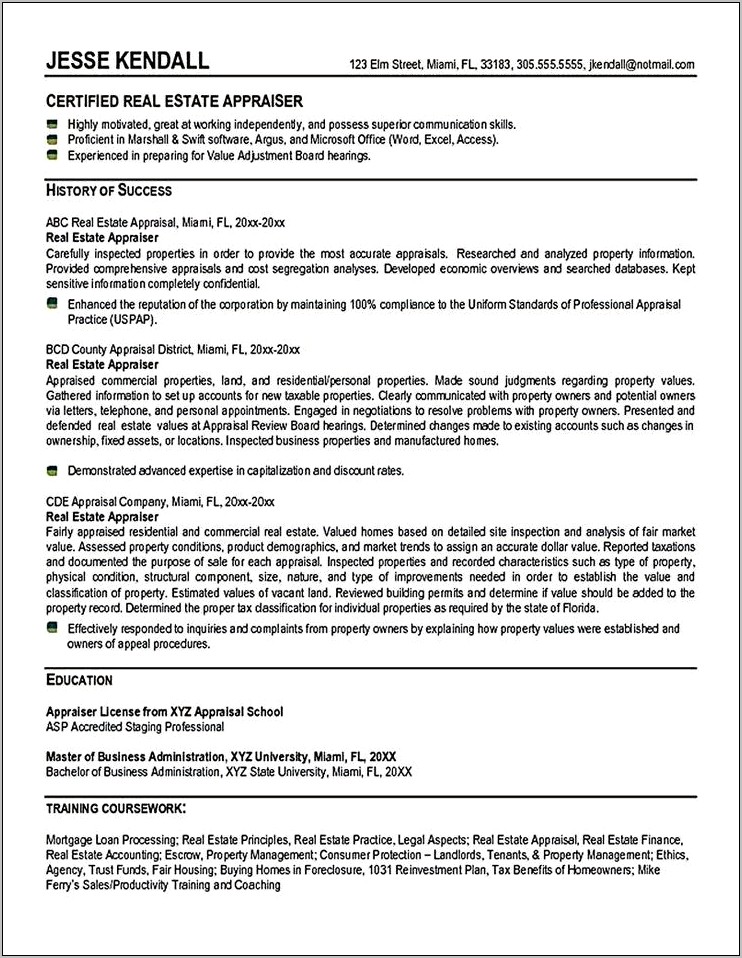 Real Estate Resume Job Description