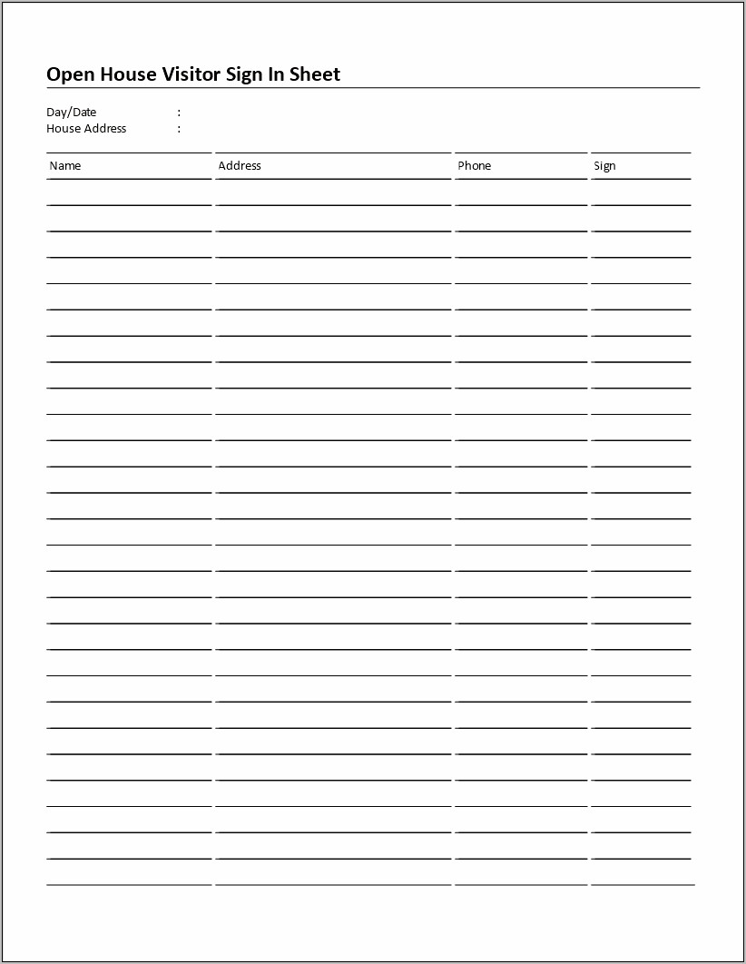 Real Estate Showing Log Sheet Template Free