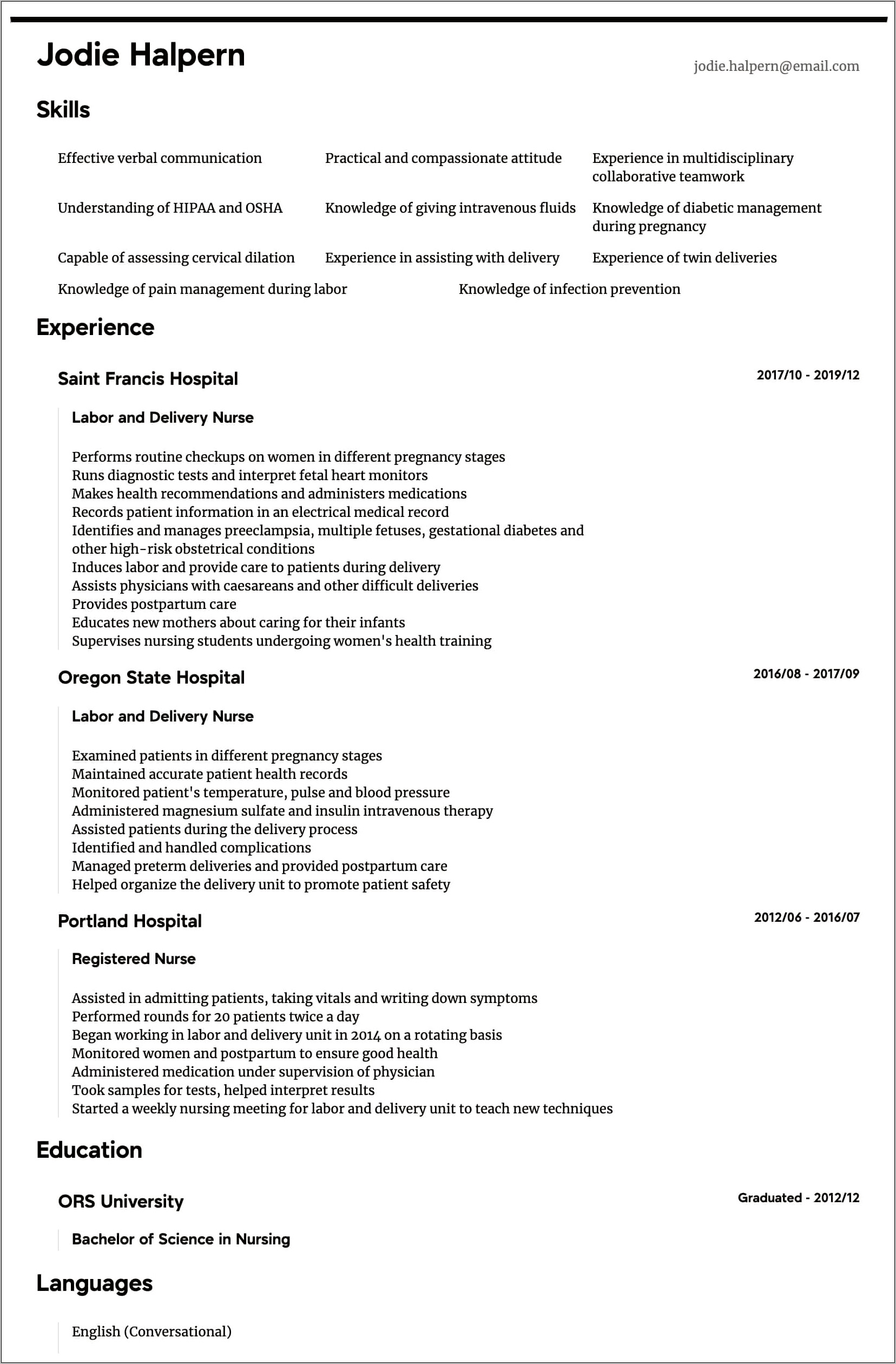 Recent Graduate Nursing Resume Examples