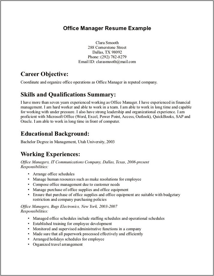 Receptionist Objective Resume No Experience