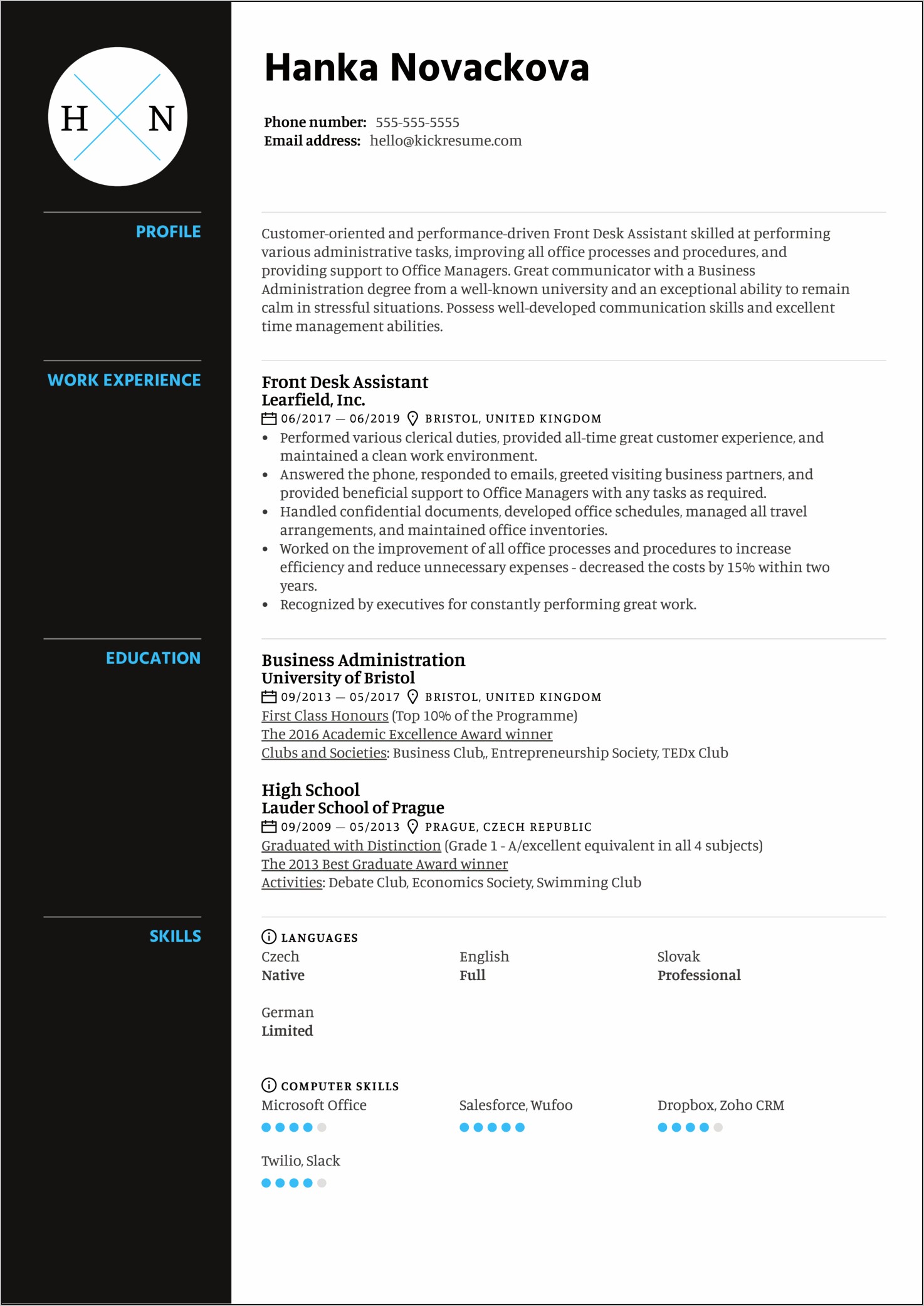 Receptionist Summary For Resume Examples