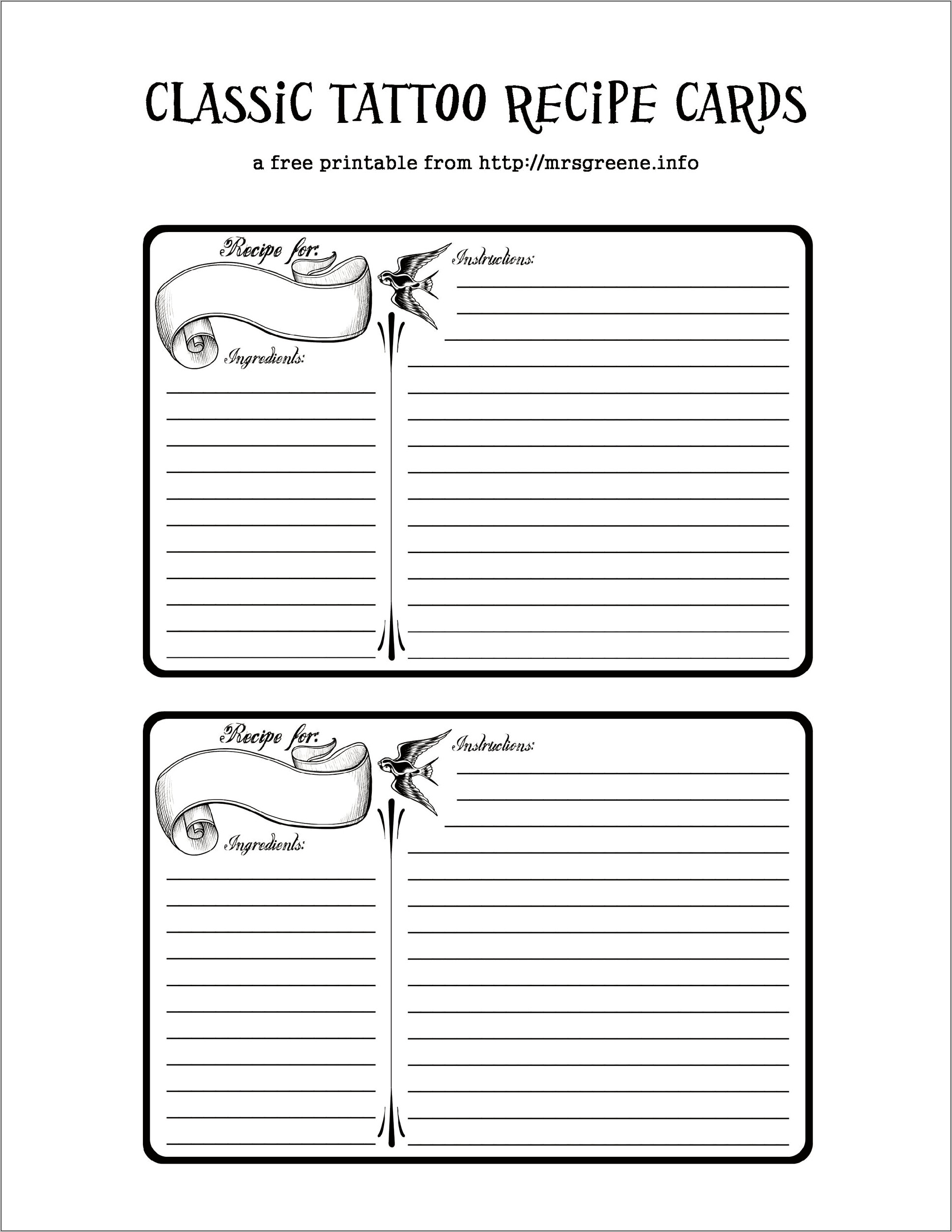 Recipe Print Free Word Template Double Sided