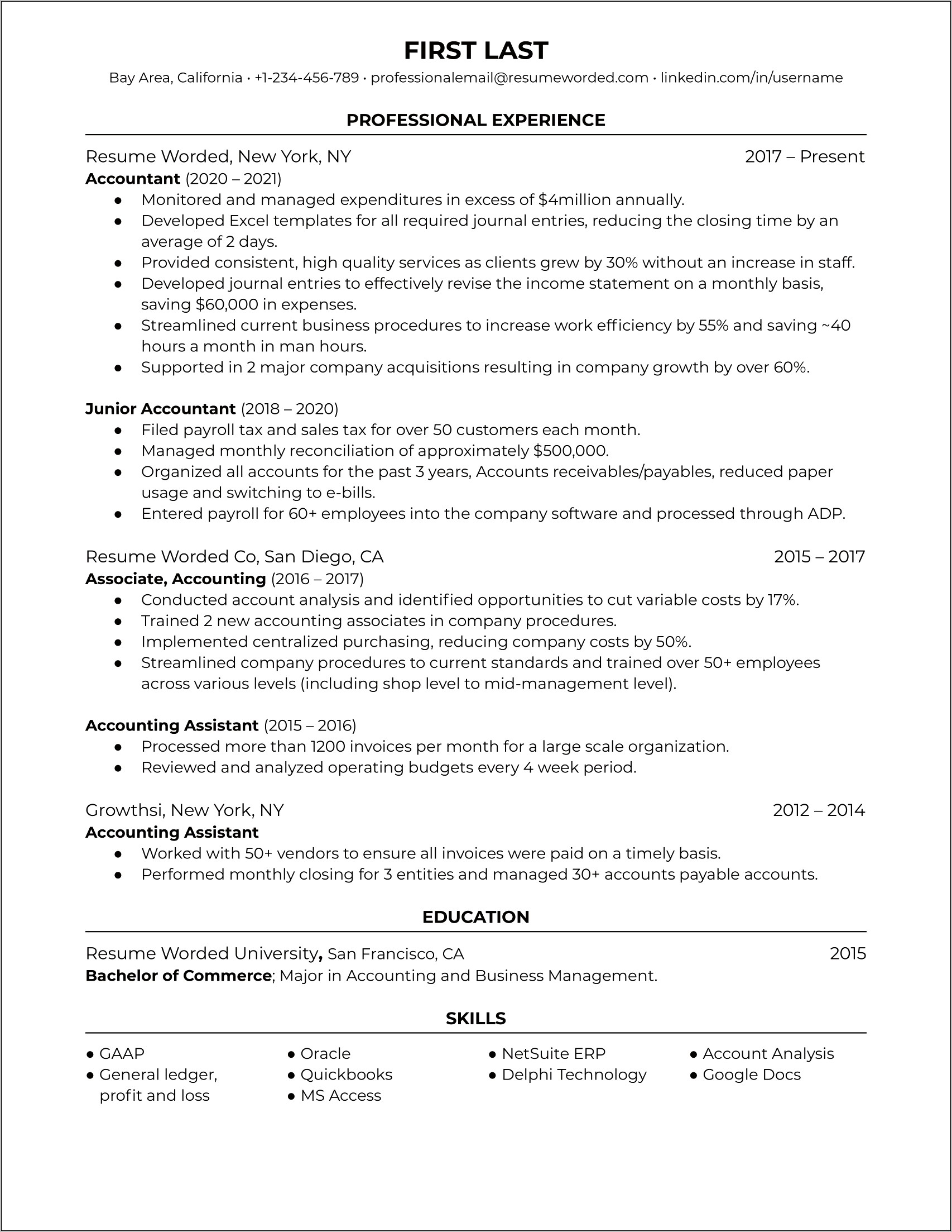Reconciliation Skill On A Resume