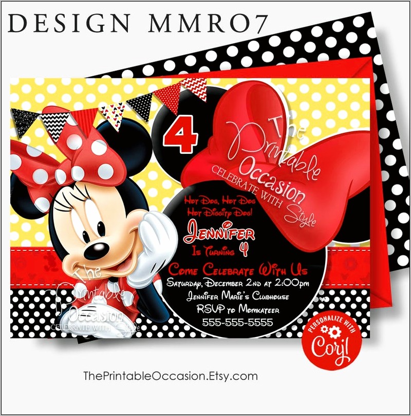 Red Minnie Mouse Invitation Template Free Download