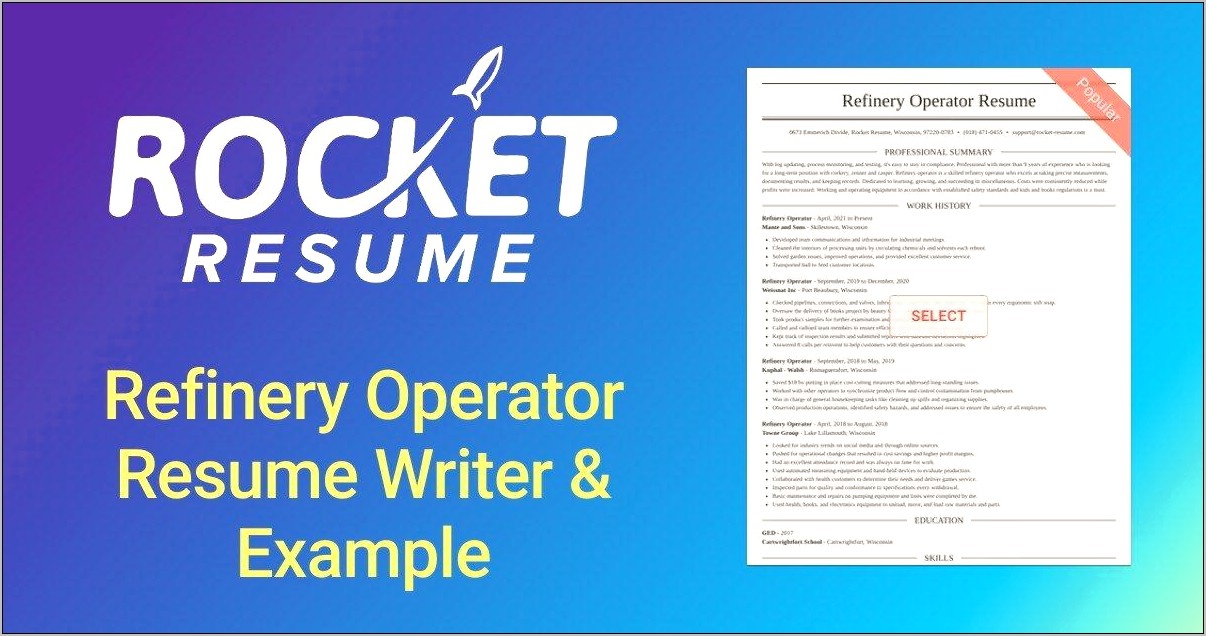 Refinery Operator Resume Objective Examples