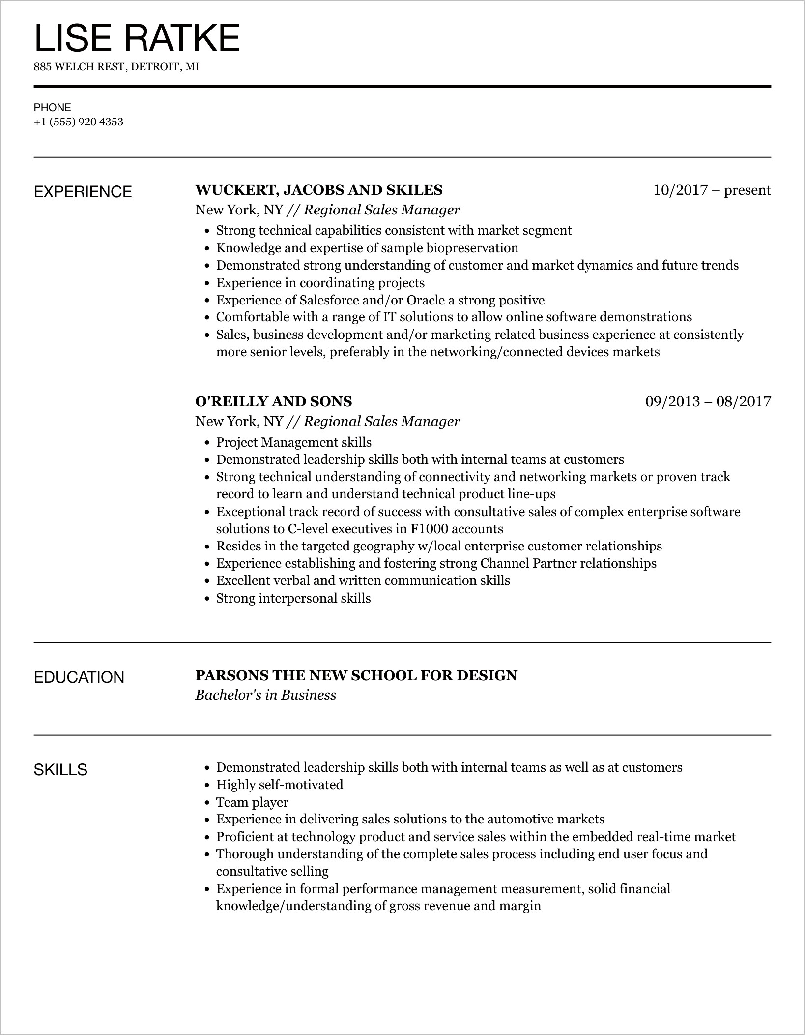 Regional Channel Director Sample Resume