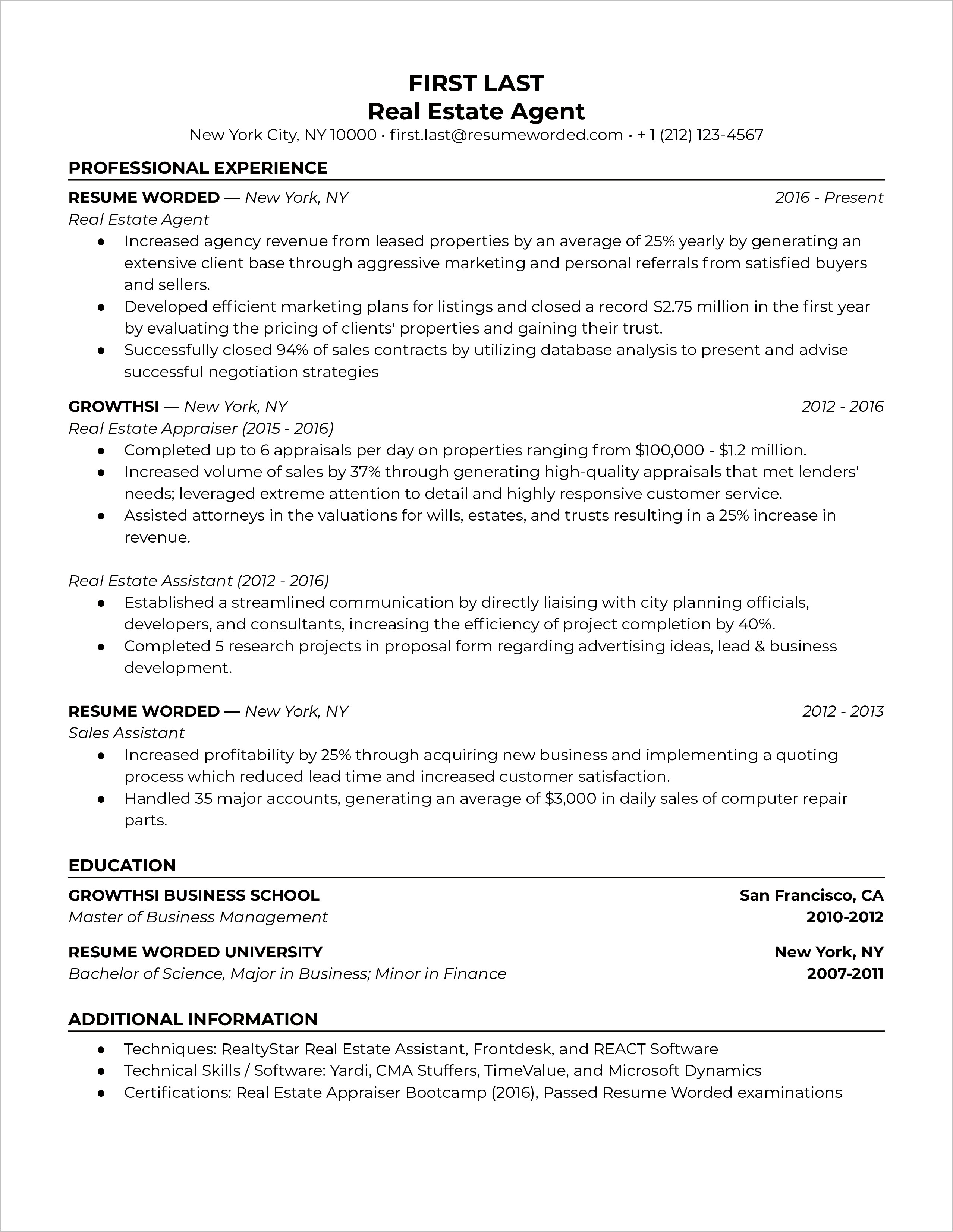 Regional Sales Manager Resume Template