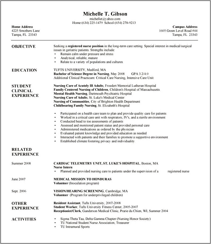 Registered Nurse Objective Statement Resume