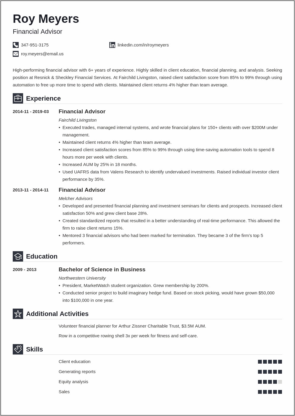 Registered Sales Assistant Sample Resume