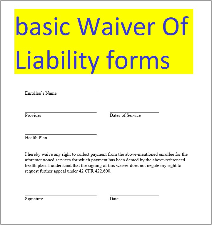 Release Of Liability Form Template Free Canada