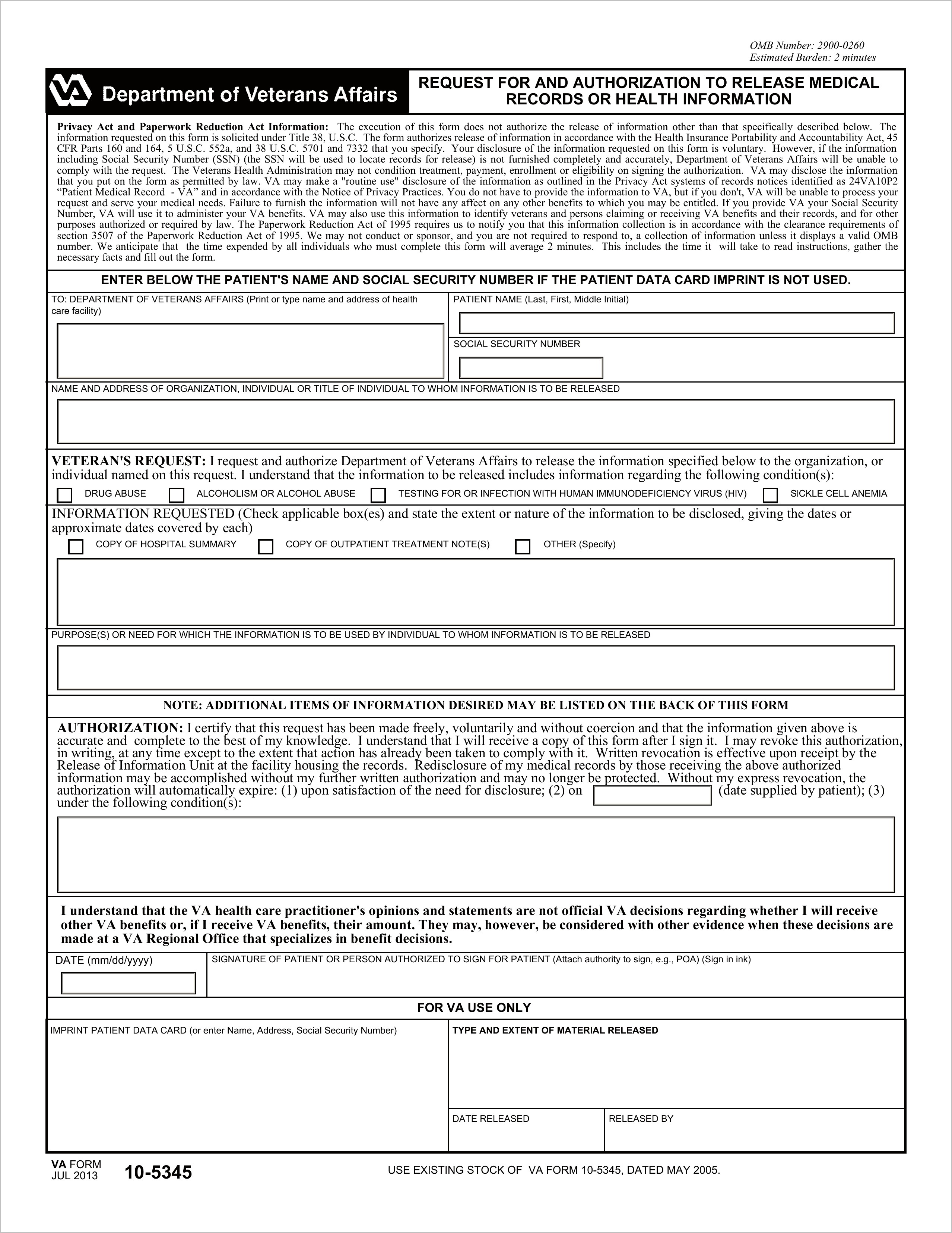 Release Of Medical Records Form Template Free