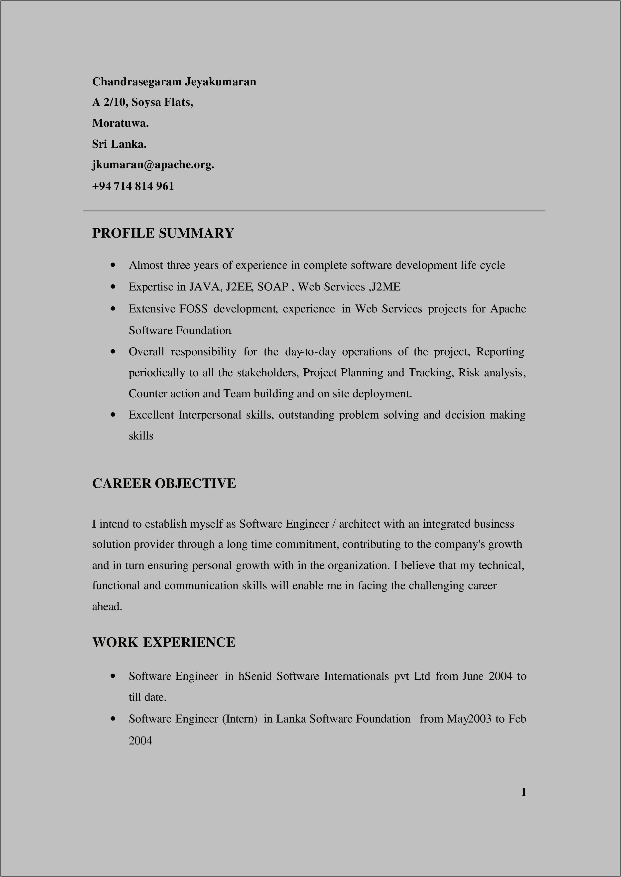 Relevant Work Experience Resume Examples